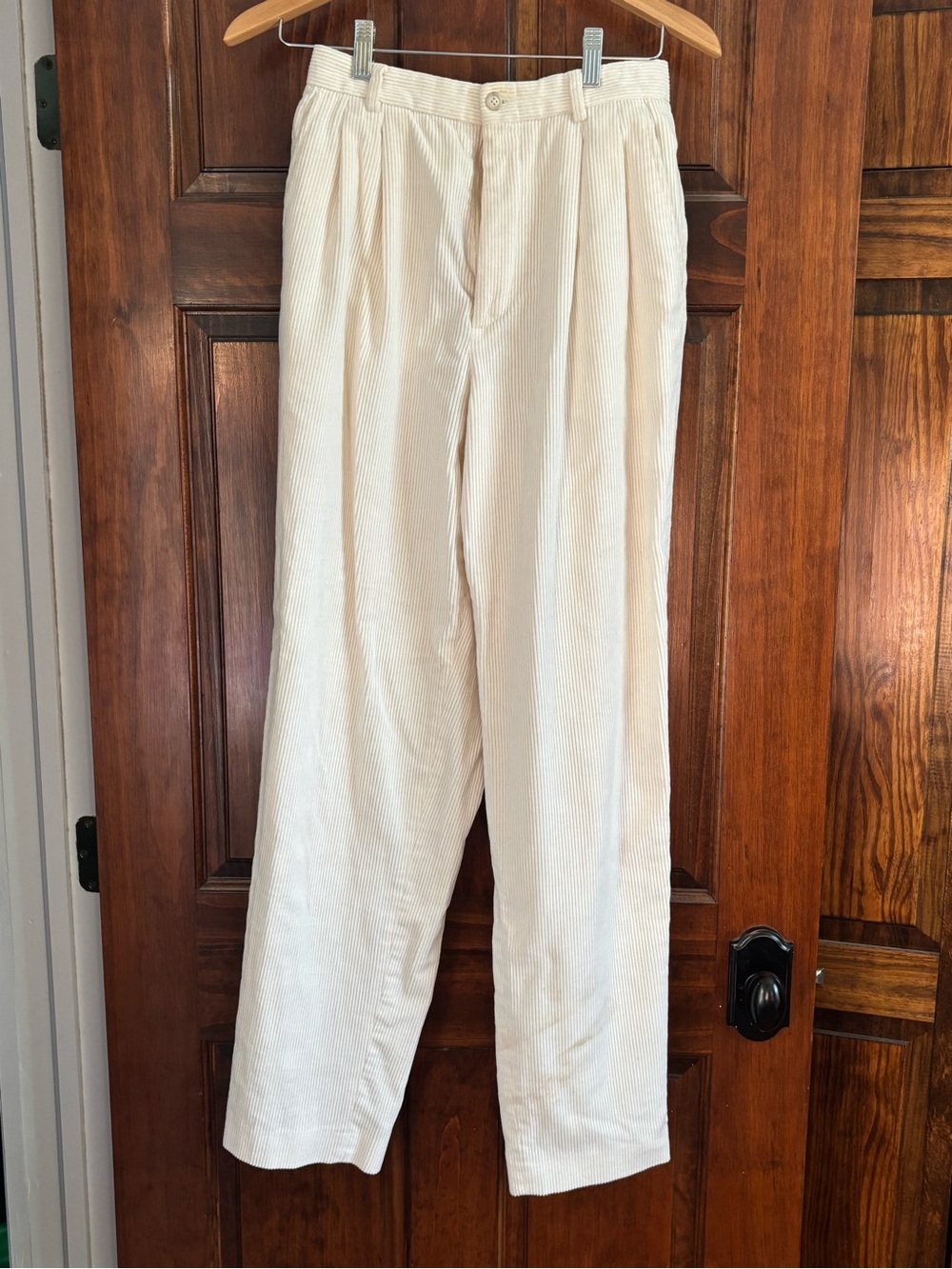 Lands' End Cream Corduroy Straight-Leg Pants